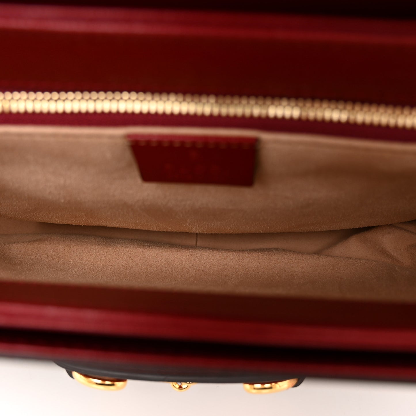 GG Supreme Monogram Azalea Calfskin Horsebit 1955 Shoulder Bag Beige Ebony New Cherry Red