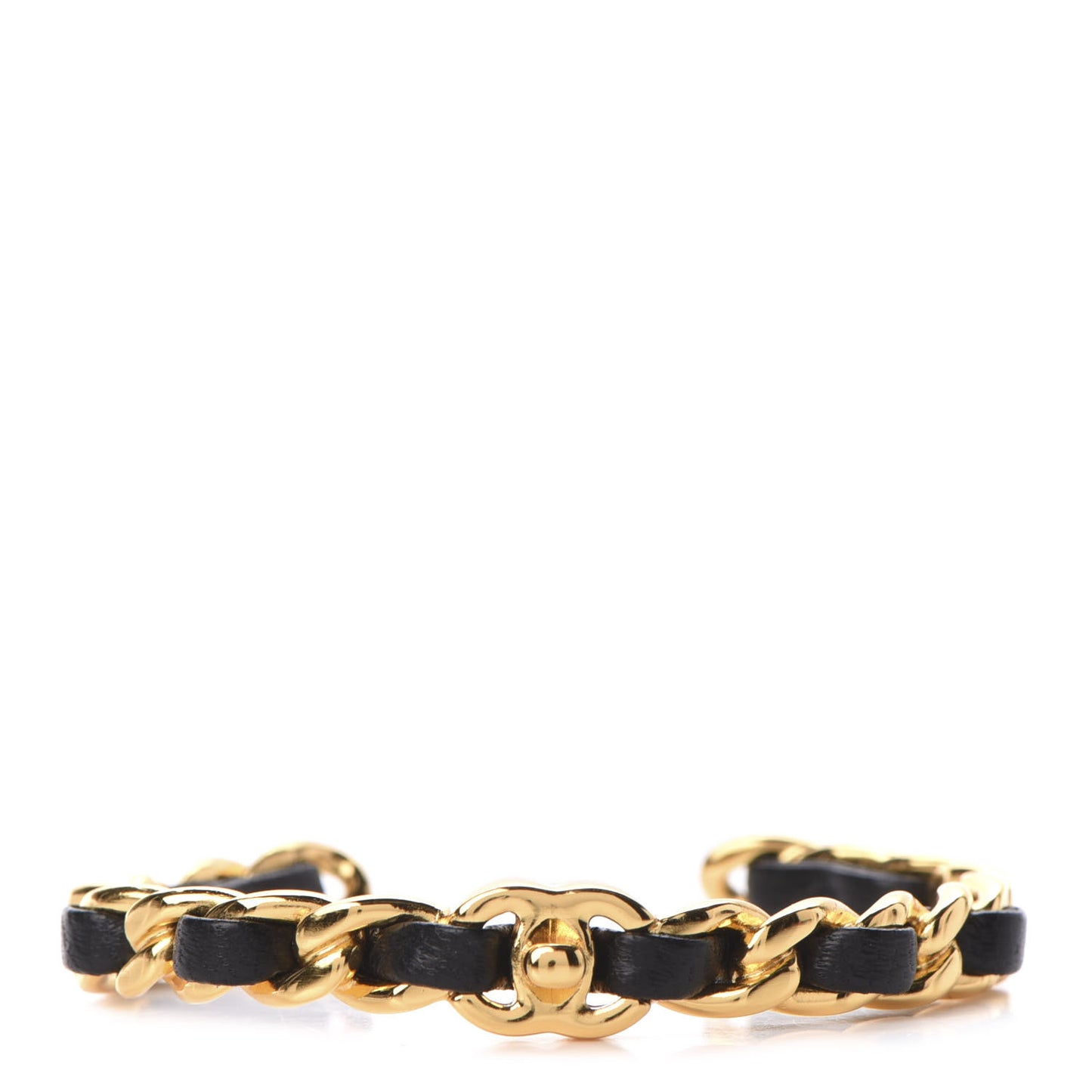 Lambskin More Is More Cuff Bracelet Black Gold