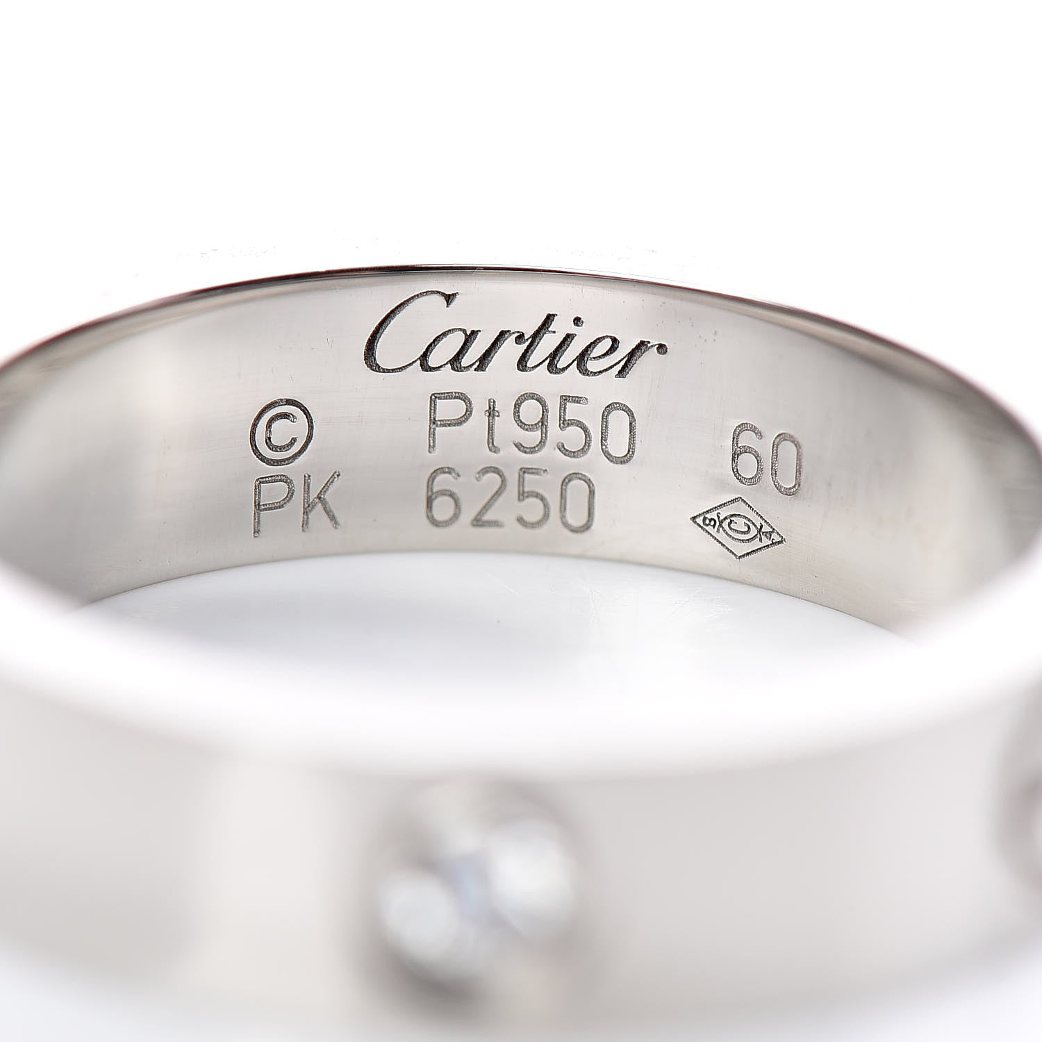 Cartier Platinum Diamond 5.5mm LOVE Ring 60 9.25 4 of 6