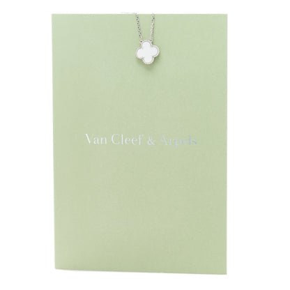 Van Cleef & Arpels 18K White Gold Mother of Pearl Vintage Alhambra Pendant Necklace 5 of 5