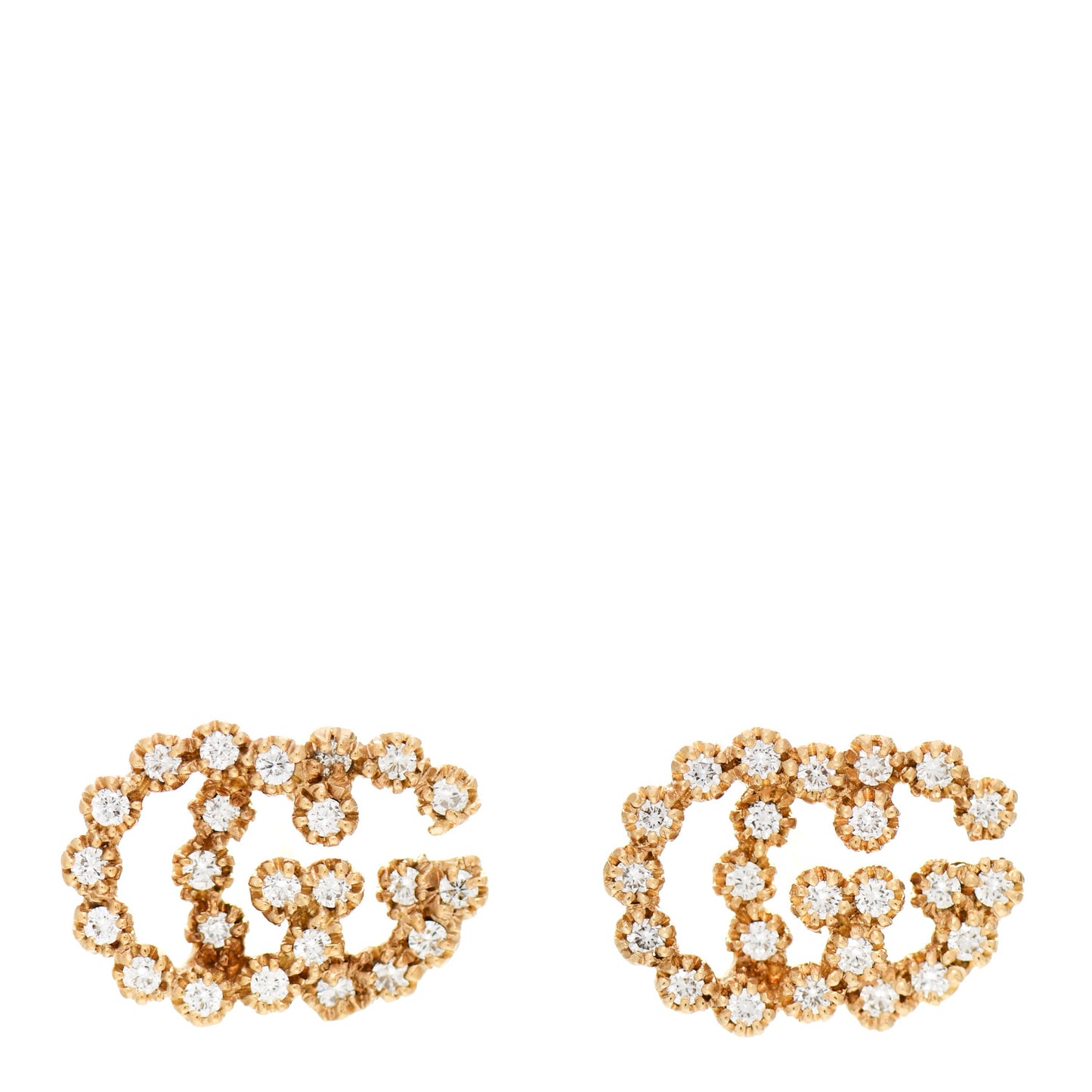 18K Yellow Gold Diamond Running G Earrings