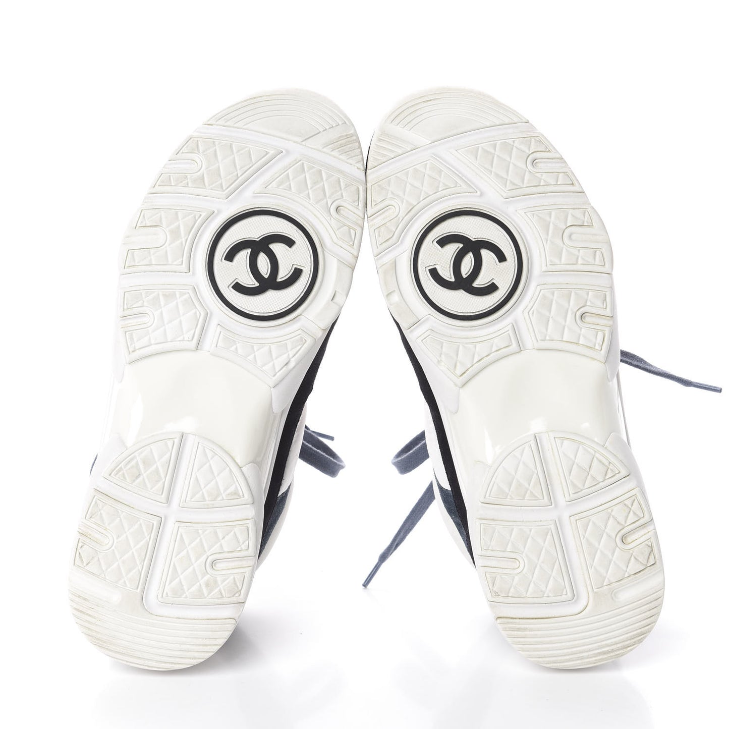 Nylon Calfskin Suede CC Womens Sneakers 37 Navy White Orange