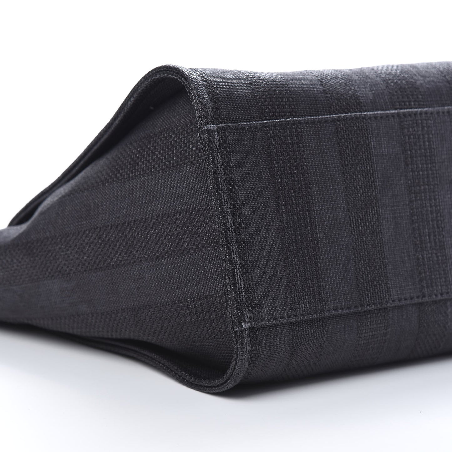 Mixed Fibers Calfskin Striped Medium Deauville Tote Black