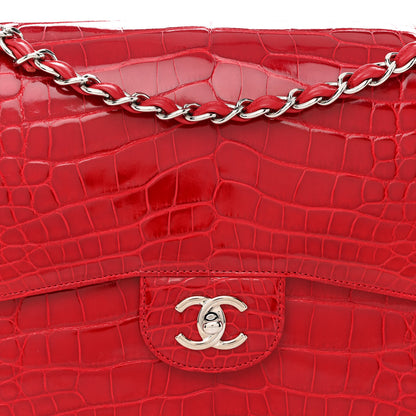 Chanel Alligator Jumbo Double Flap Red 8 of 12