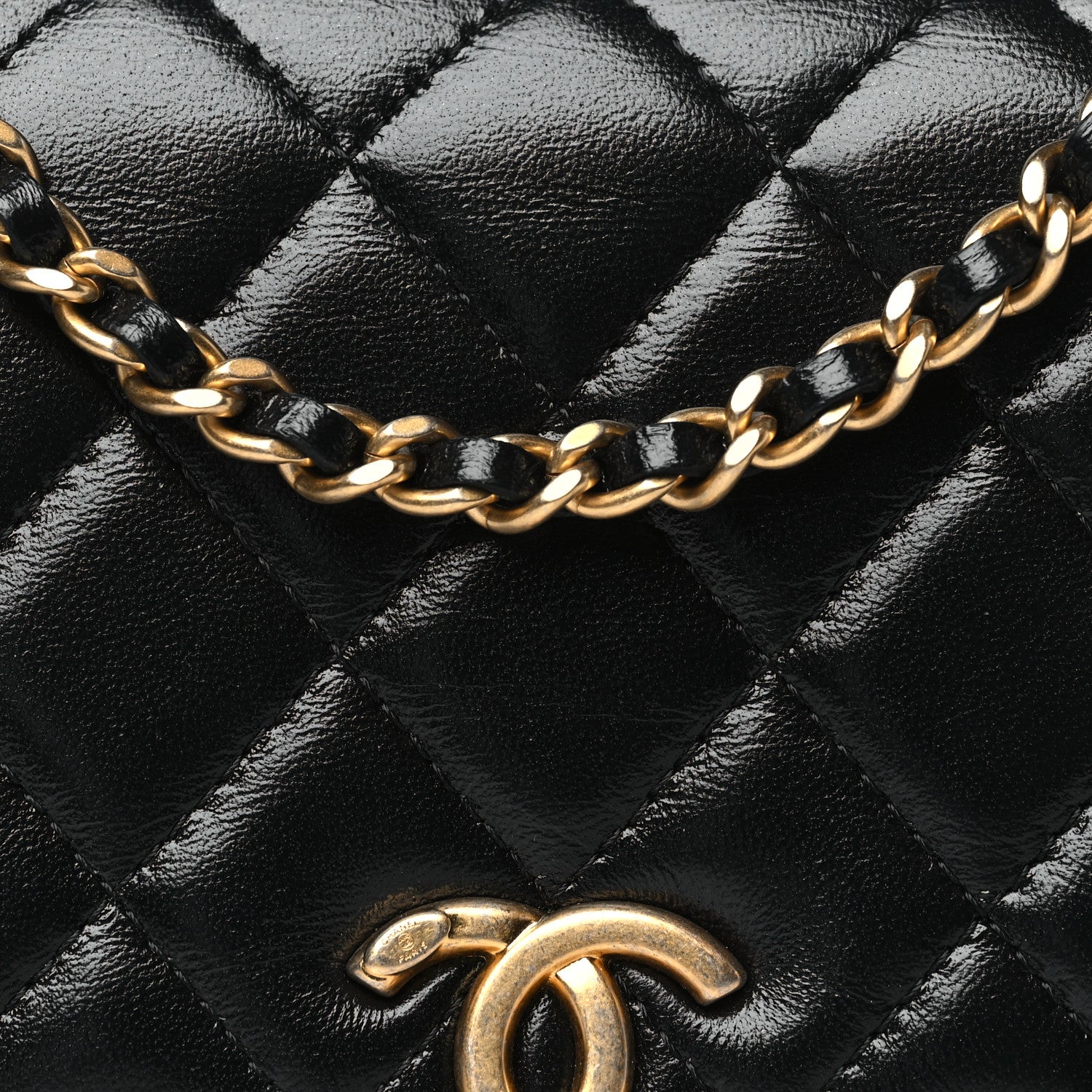 Chanel Shiny Lambskin Quilted Flap Phone Holder With Chain Black 8 of 11