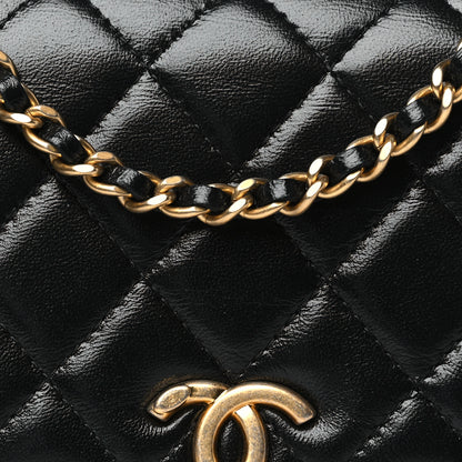 Chanel Shiny Lambskin Quilted Flap Phone Holder With Chain Black 8 of 11