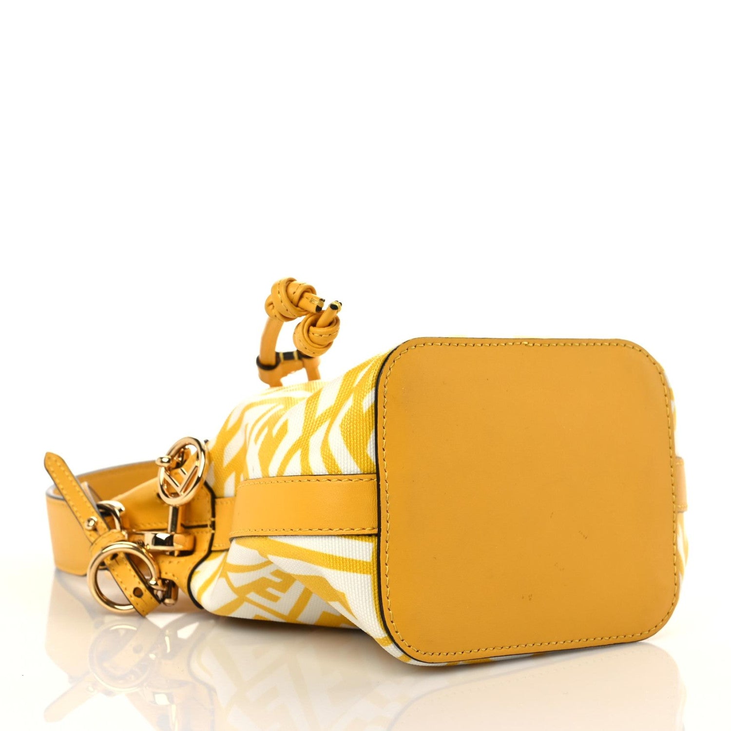 Fendi X SARAH COLEMAN Glazed Canvas Vitello King F is Fendi FF Vertigo Mini Mon Tresor Bucket Bag Mimosa White 4 of 16