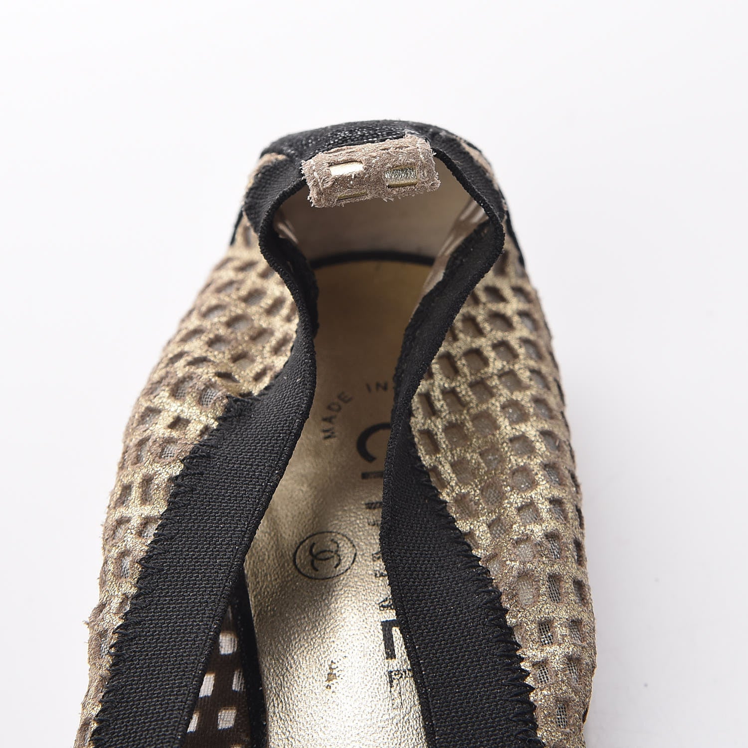 Chanel Perforated Elastic Camellia Ballerina Flats 40 Gold Black 14 of 14