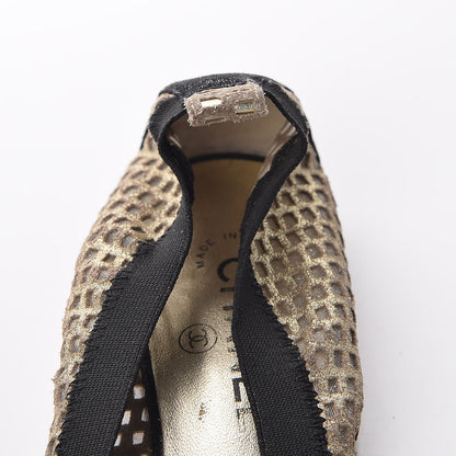 Chanel Perforated Elastic Camellia Ballerina Flats 40 Gold Black 14 of 14