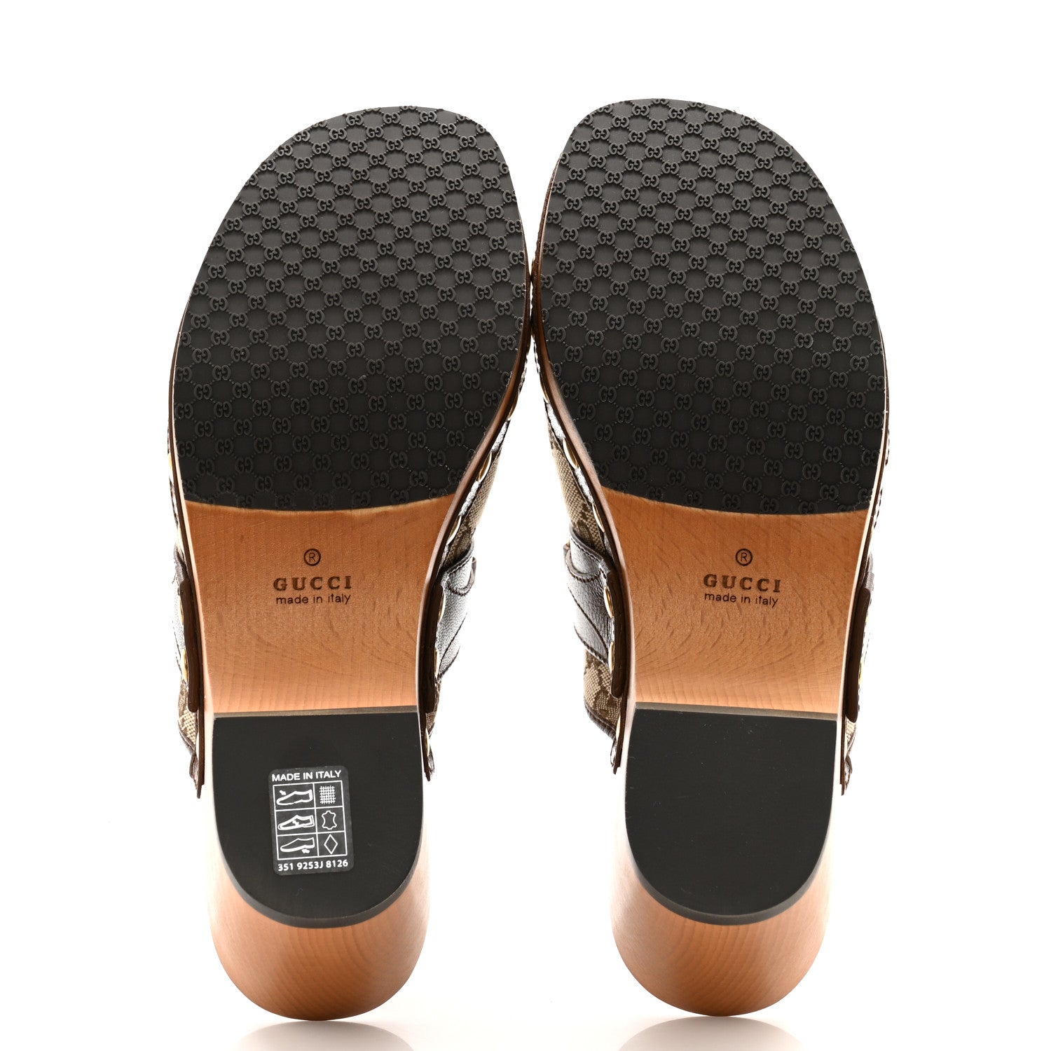 Gucci Monogram Goatskin Horsebit Clog Mules 37 Beige Ebony Brown Sugar 7 of 10