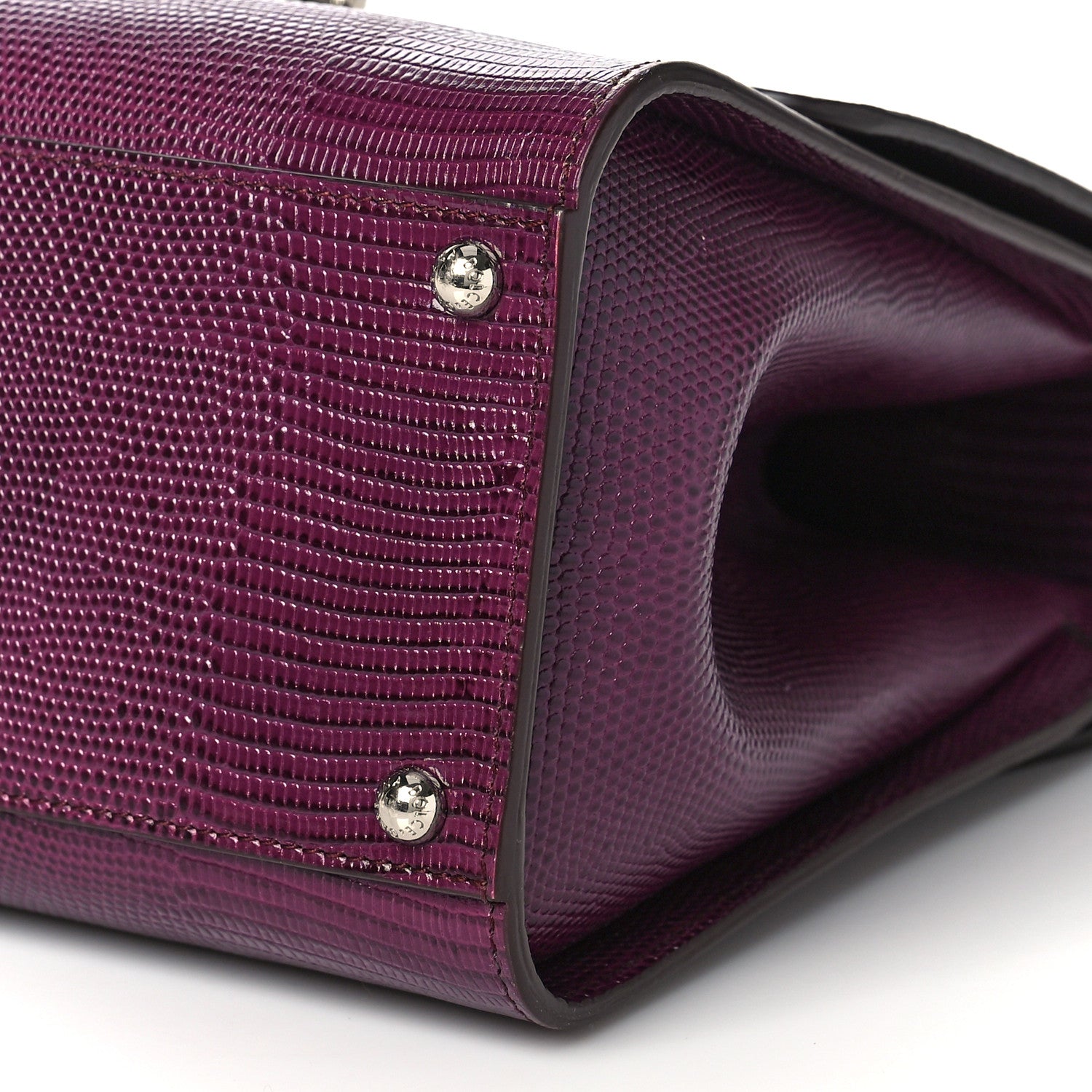 Dolce & Gabbana Lizard Calfskin Embossed Medium Monica Top Handle Bag Purple 7 of 7