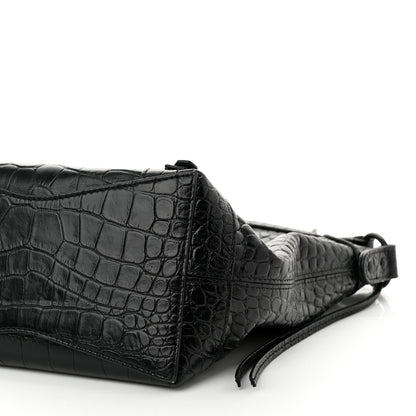 Balenciaga Extra Supple Calfskin Crocodile Embossed Neo Classic Hardware Hobo XS Black 9 of 9