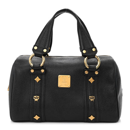 MCM Grained Calfskin Studded Boston Bag Black 1 of 12