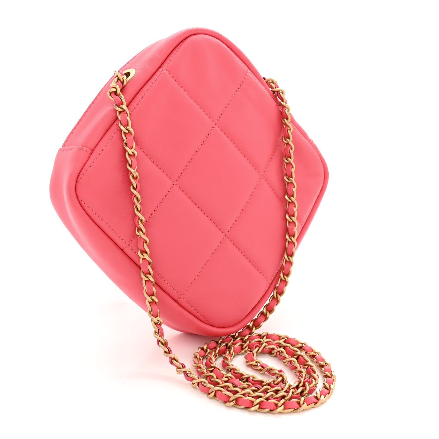 Chanel Lambskin Quilted Diamond Clutch With Chain Pink 3 of 10