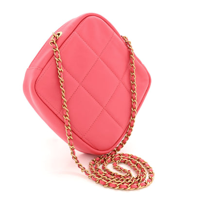 Chanel Lambskin Quilted Diamond Clutch With Chain Pink 3 of 10