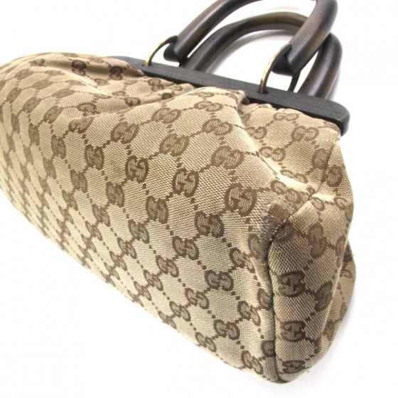 Gucci Monogram Wooden Frame Satchel Ebony 5 of 10