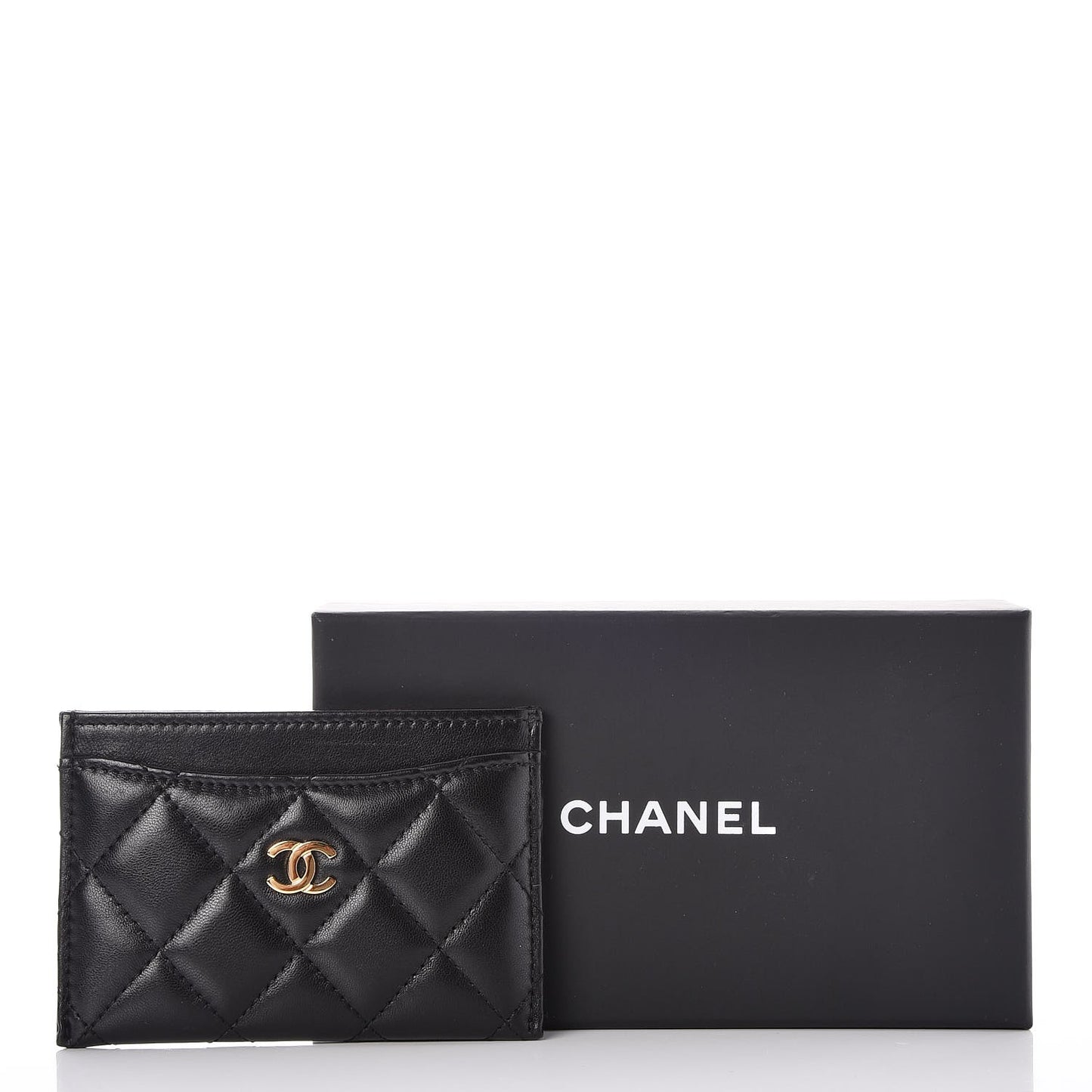 Lambskin Quilted Card Holder Black