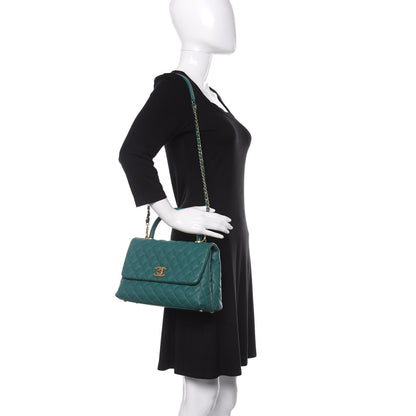 Chanel Caviar Quilted Small Coco Handle Flap Dark Turquoise 2 of 12