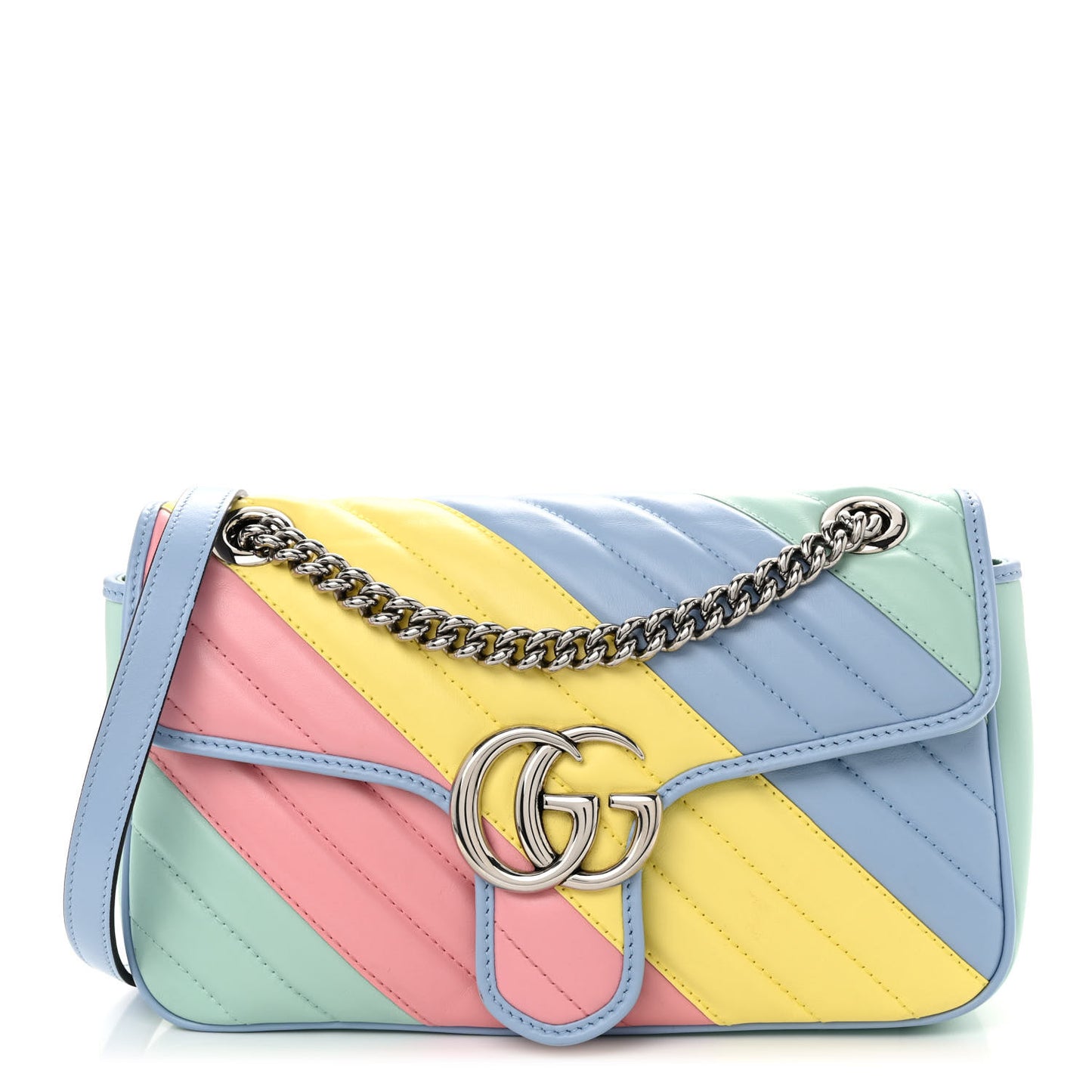 Calfskin Matelasse Diagonal Small GG Marmont Shoulder Bag Multicolor Pastel