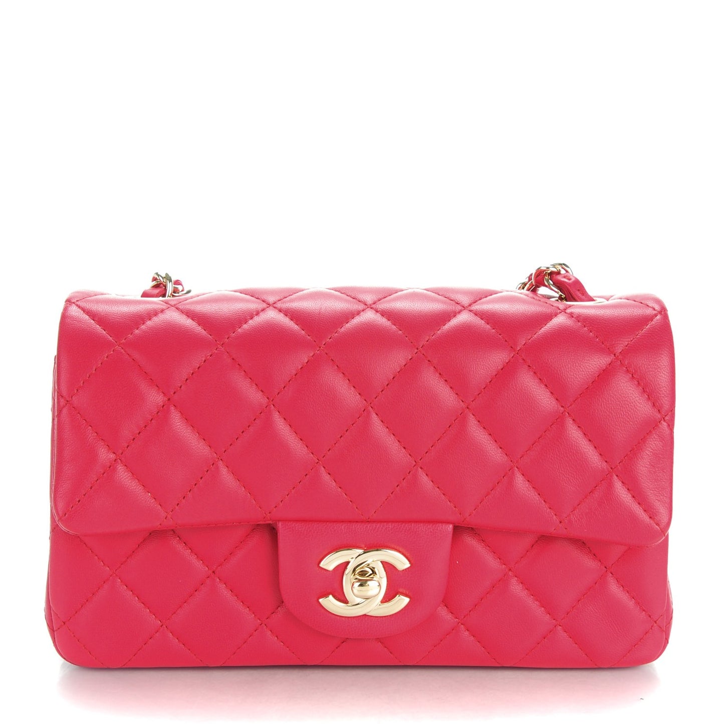 Lambskin Quilted Mini Rectangular Flap Red