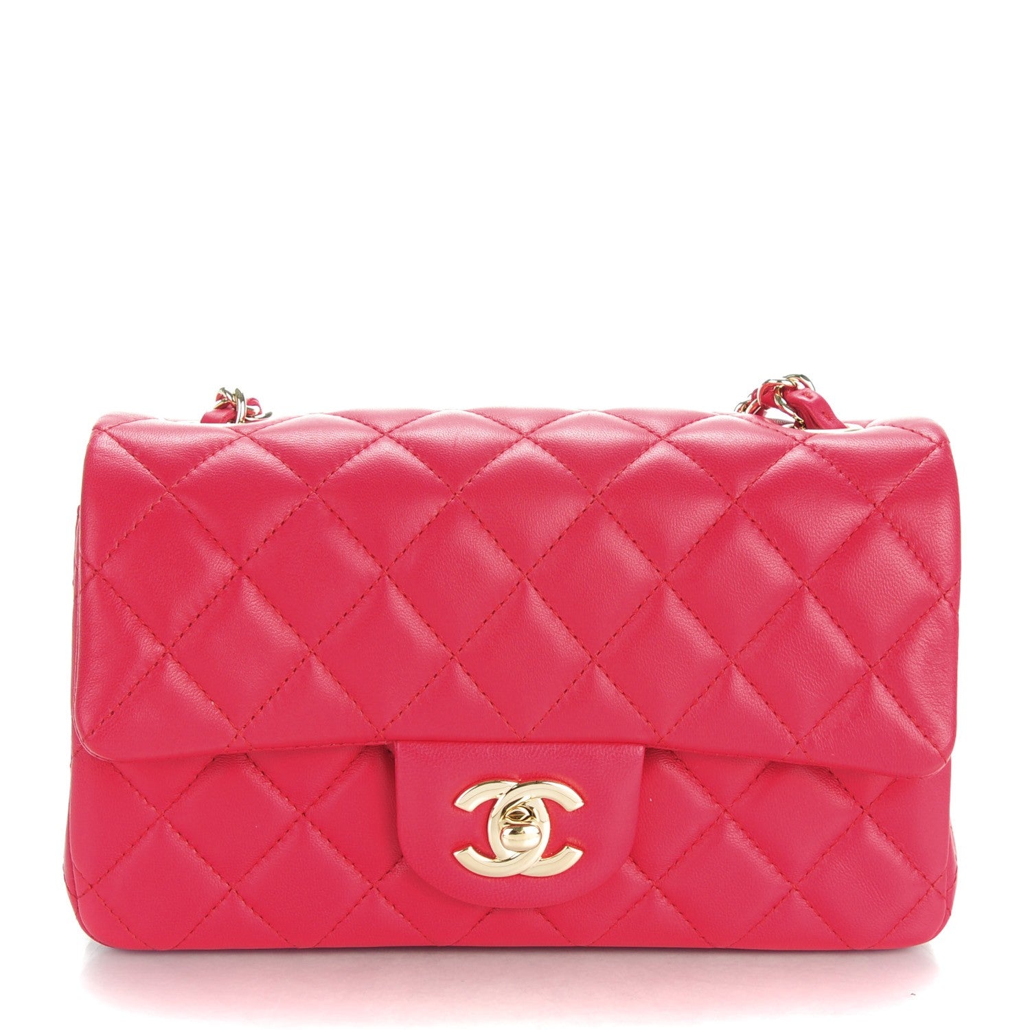 Chanel Lambskin Quilted Mini Rectangular Flap Red 1 of 8