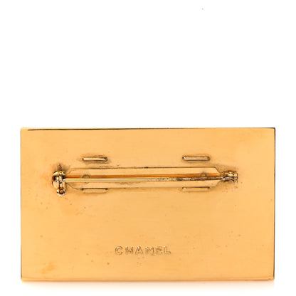Chanel Metal Logo Plate Brooch Gold 3 of 4
