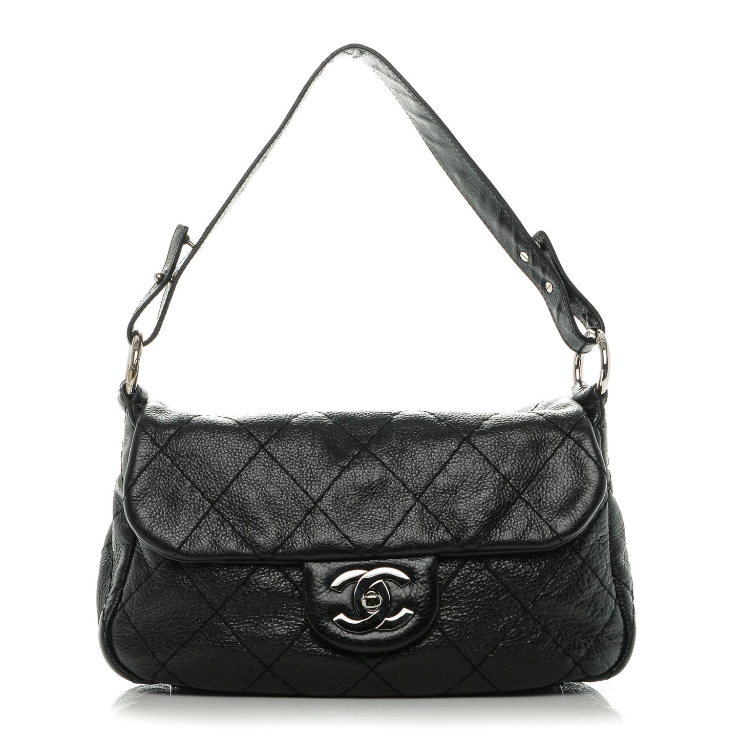 Glazed Calfskin Stitched On The Road Flap Black