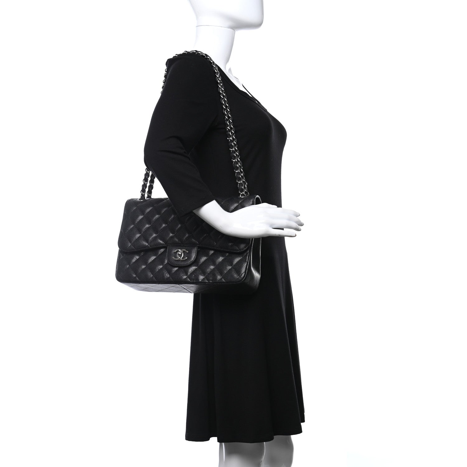 Chanel Caviar Quilted Jumbo Double Flap Black 2 of 10