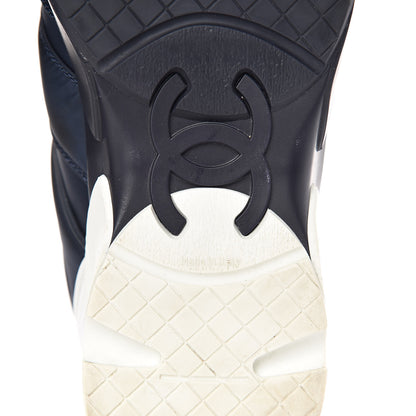 Chanel Nylon Calfskin CC Sneakers 37 Navy White 11 of 11