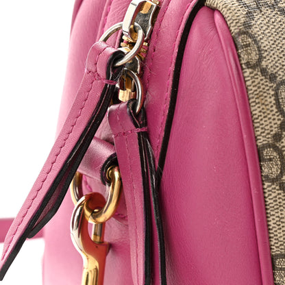 Gucci GG Supreme Monogram Moon Calfskin Small Boston Beige Ebony Hibiscus Red New Rosette 18 of 20
