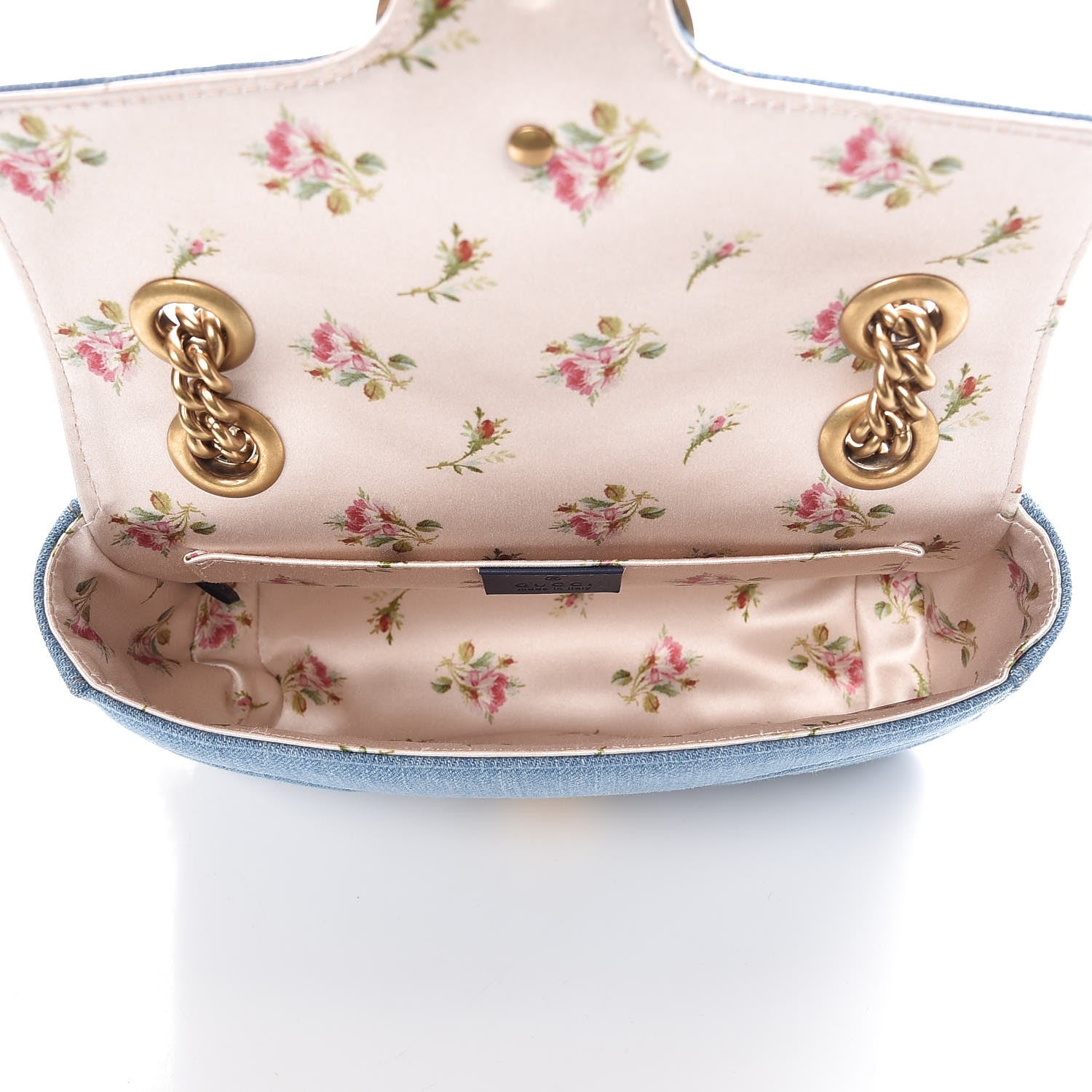 Gucci Denim Matelasse Mini Pearly GG Marmont Shoulder Bag Blue 5 of 7