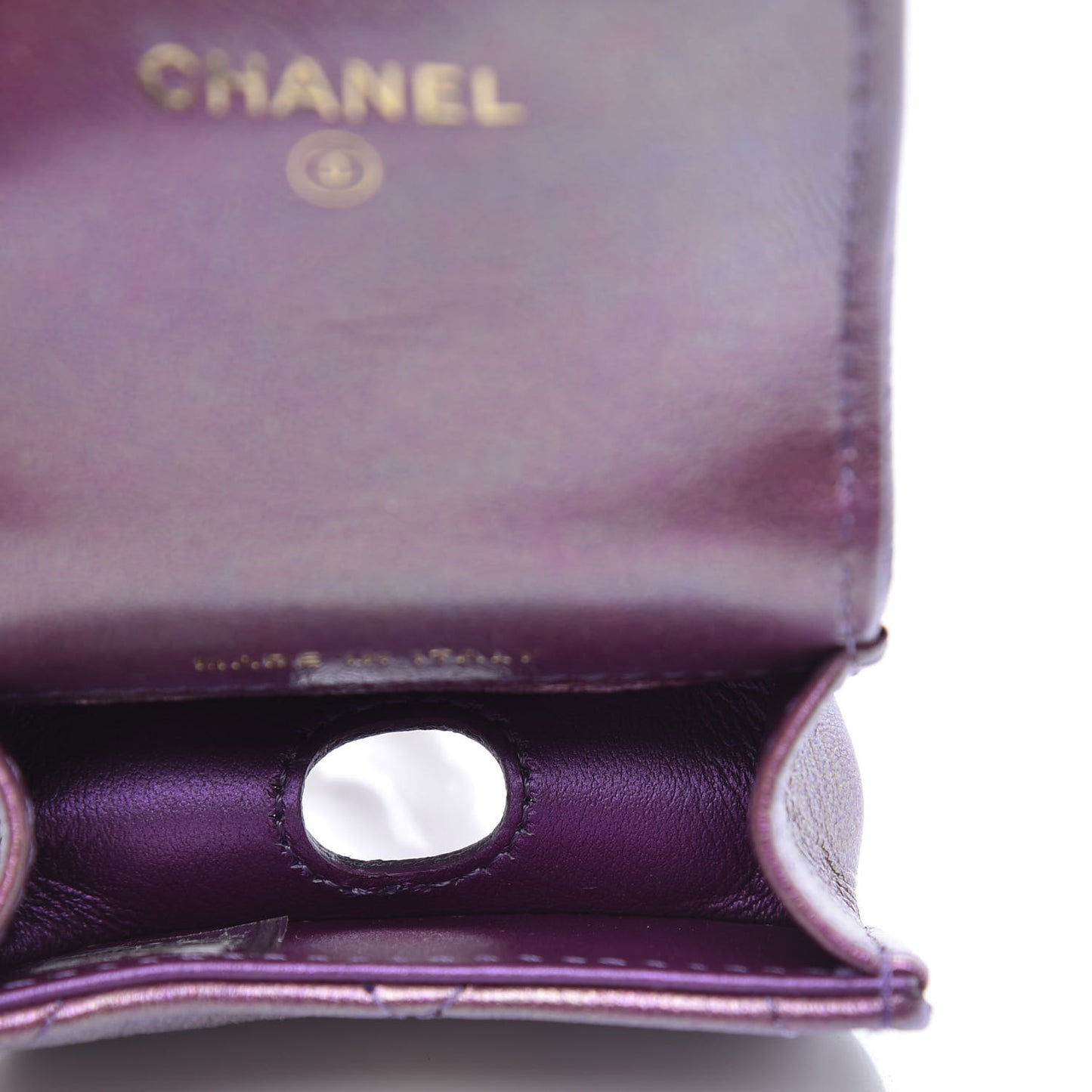 Iridescent Lambskin Quilted Airpods Pro Case Purple