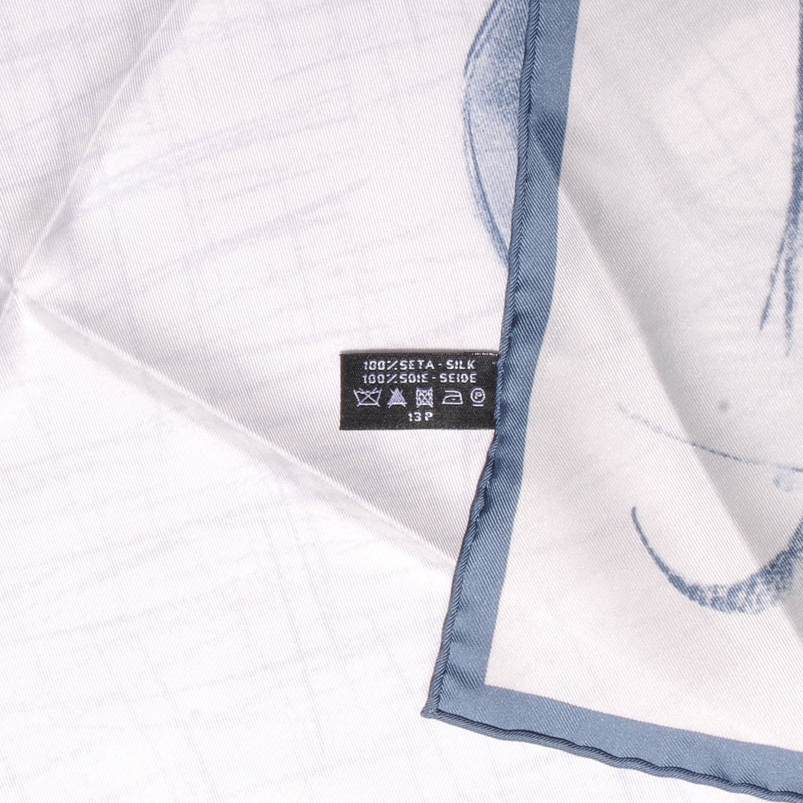 Chanel Silk CC Camellia Square Scarf Blue 5 of 5