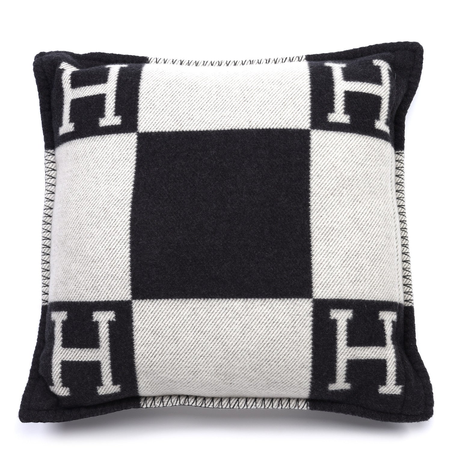 Hermes Wool Cashmere Avalon Pillow PM Ecru Gris Fonce 2 of 3