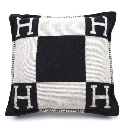Hermes Wool Cashmere Avalon Pillow PM Ecru Gris Fonce 2 of 3