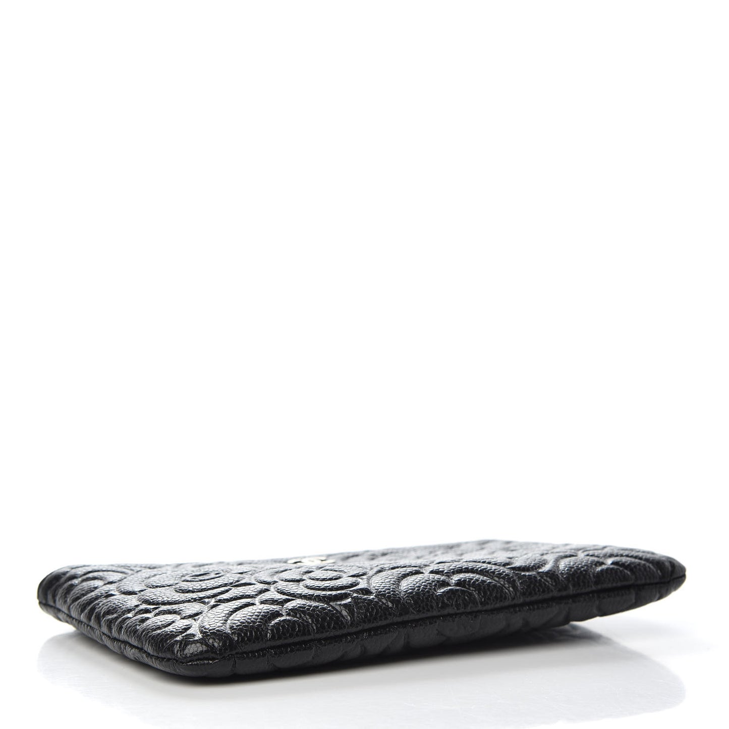 Caviar Camellia Embossed Cosmetic Pouch Black