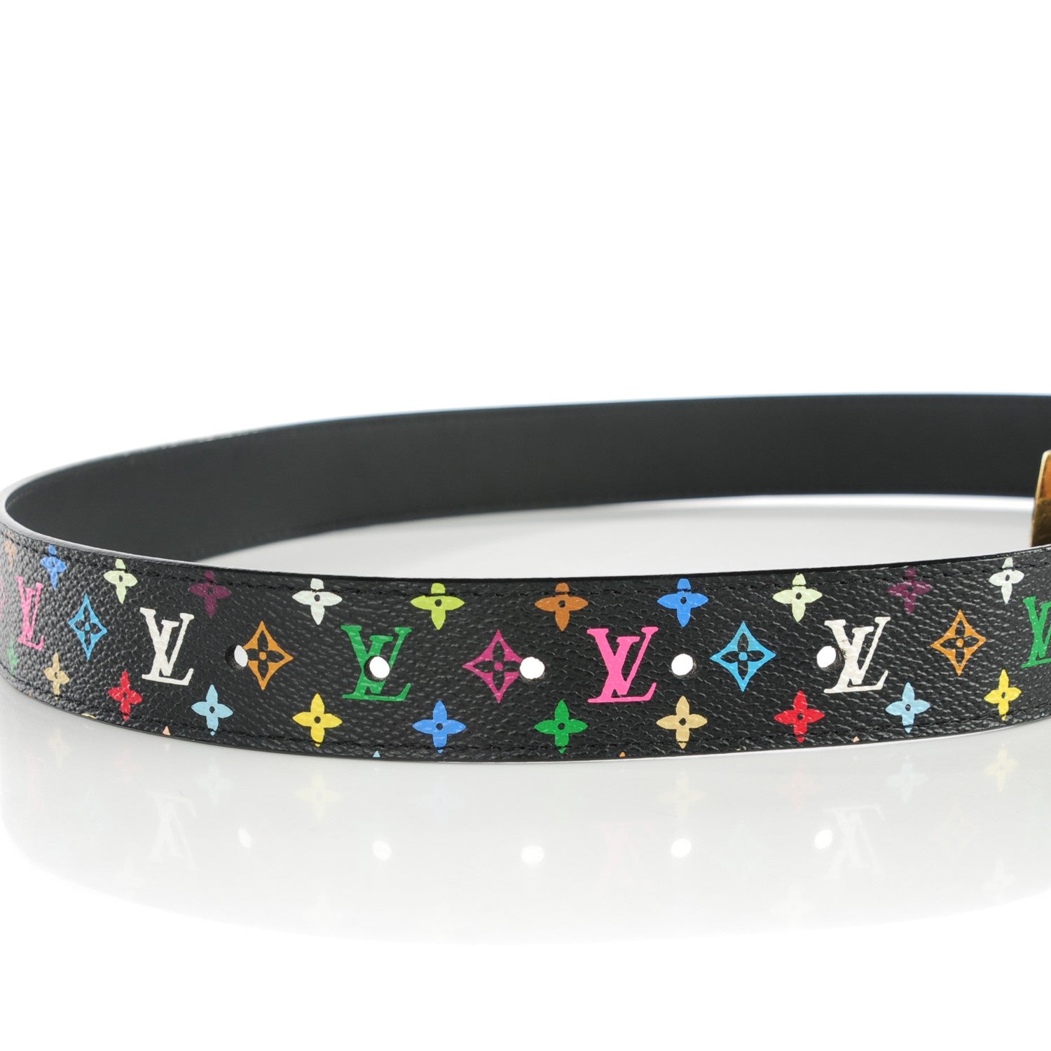 Louis Vuitton Monogram Multicolor LV Cut Reversible Belt 80 32 Black 5 of 8