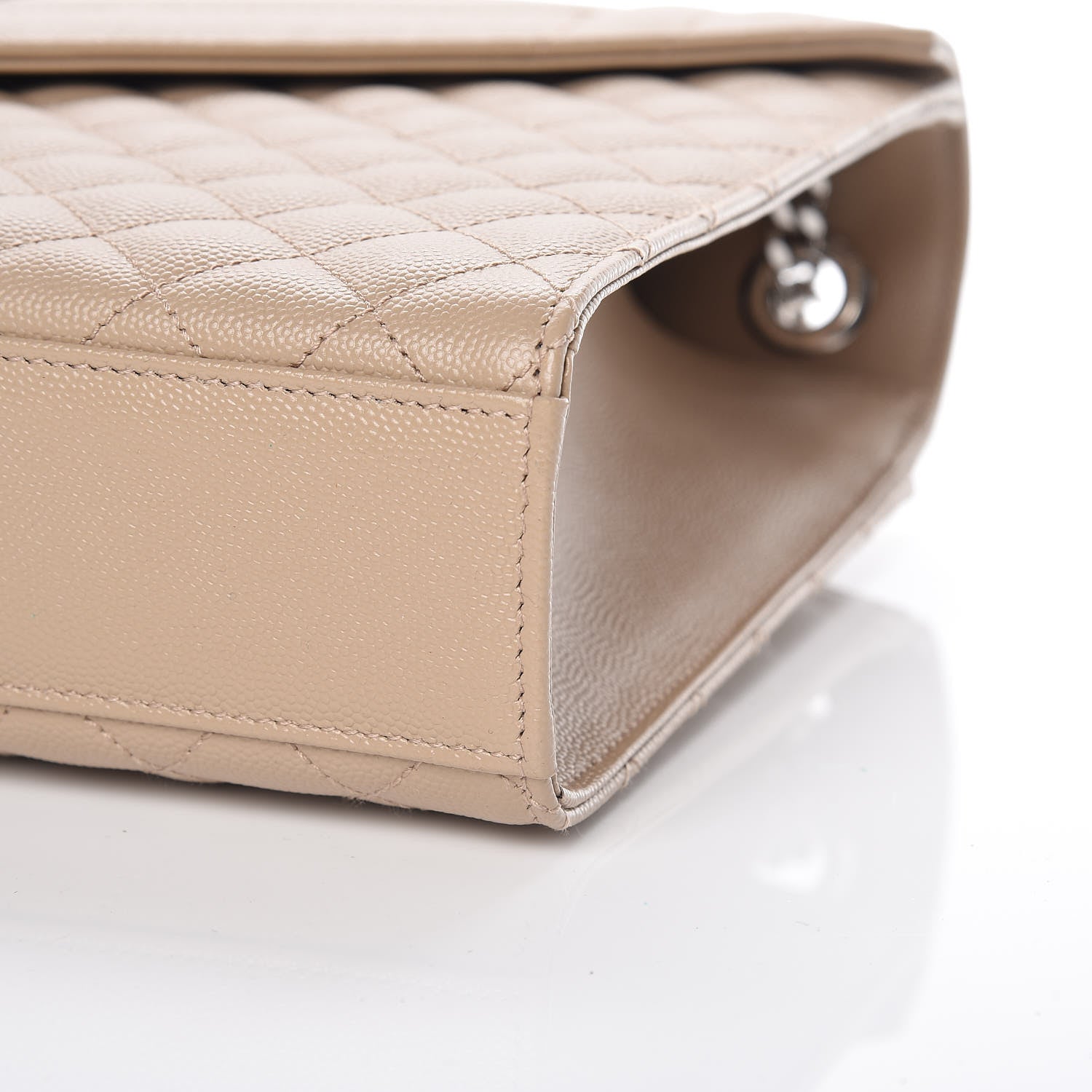 Saint Laurent Grain De Poudre Large Tri-Quilt Monogram Satchel Dark Beige 10 of 10