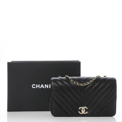 Chanel Calfskin Chevron Quilted Small Statement Flap Black 8 of 8