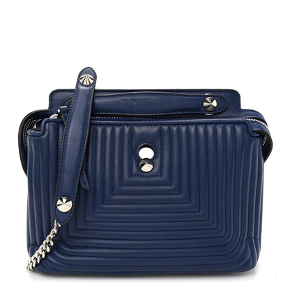 Fendi Shiny Nappa Trapuntata Chain Small DotCom Click Chain Satchel Blue 1 of 9