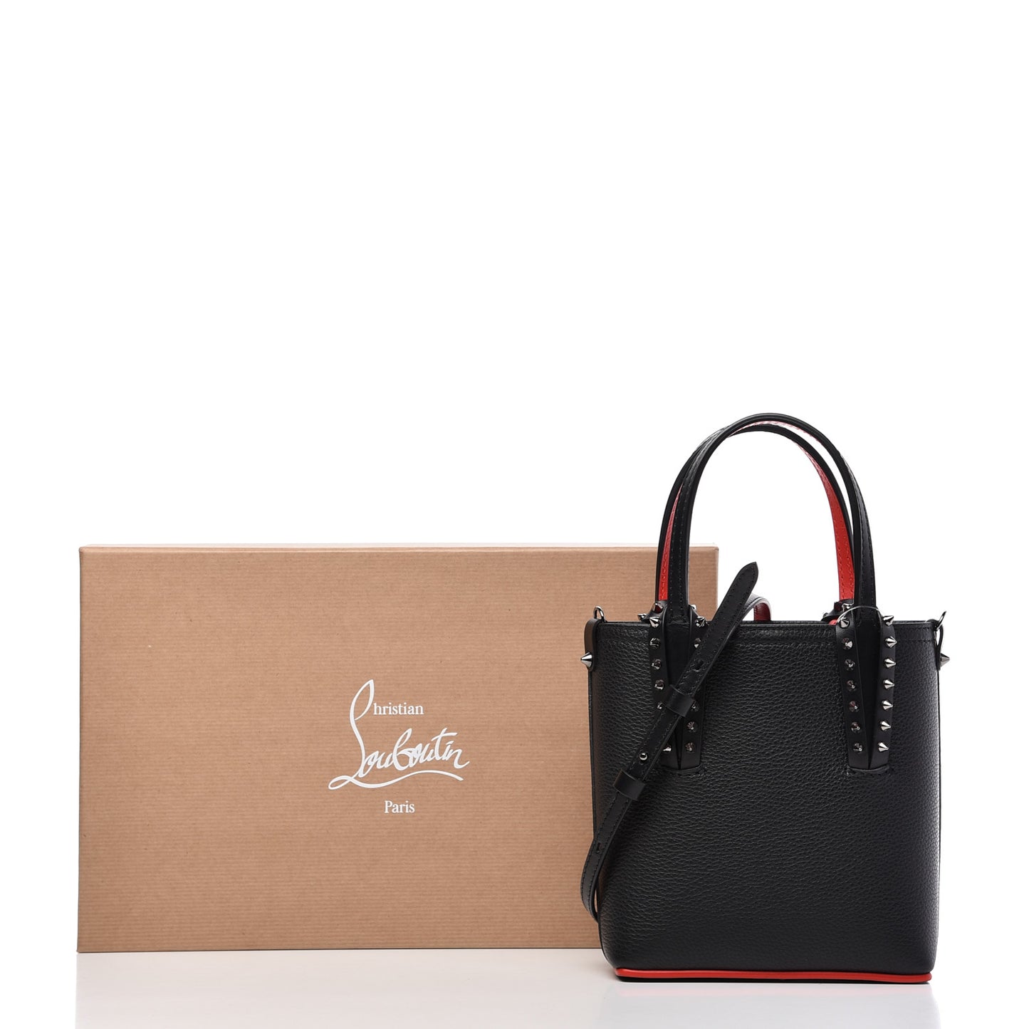 Calfskin Spikes Mini North South Cabata Tote Black