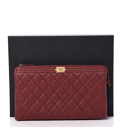 Chanel Caviar Quilted Small Zipped Boy Pouch Burgundy 8 of 8