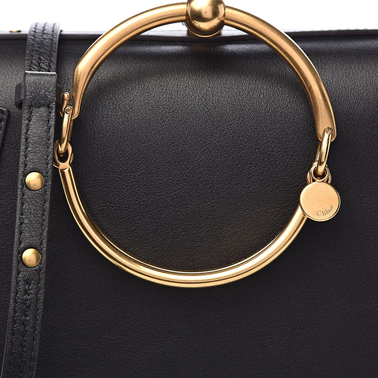 Calfskin Suede Medium Nile Bracelet Bag Black