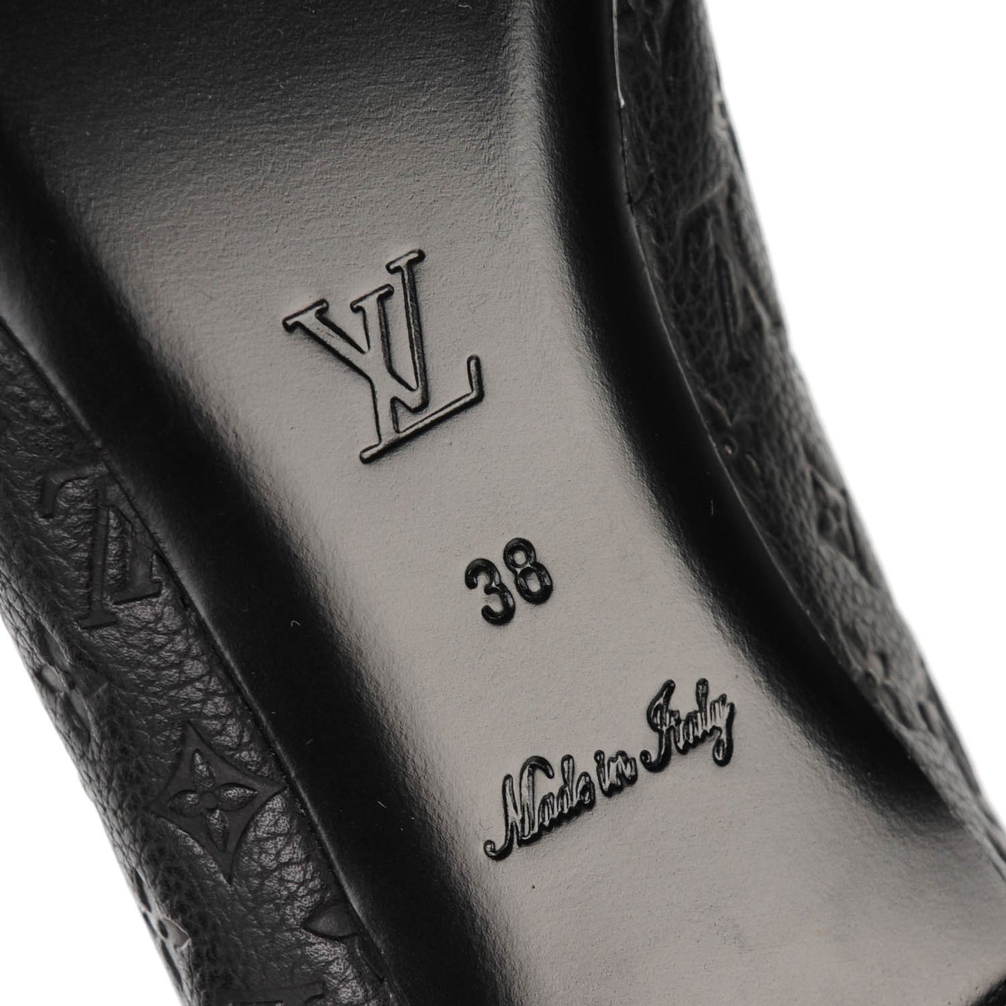 Calfskin Monogram Embossed Debbie Ballerina Flats 38 Black