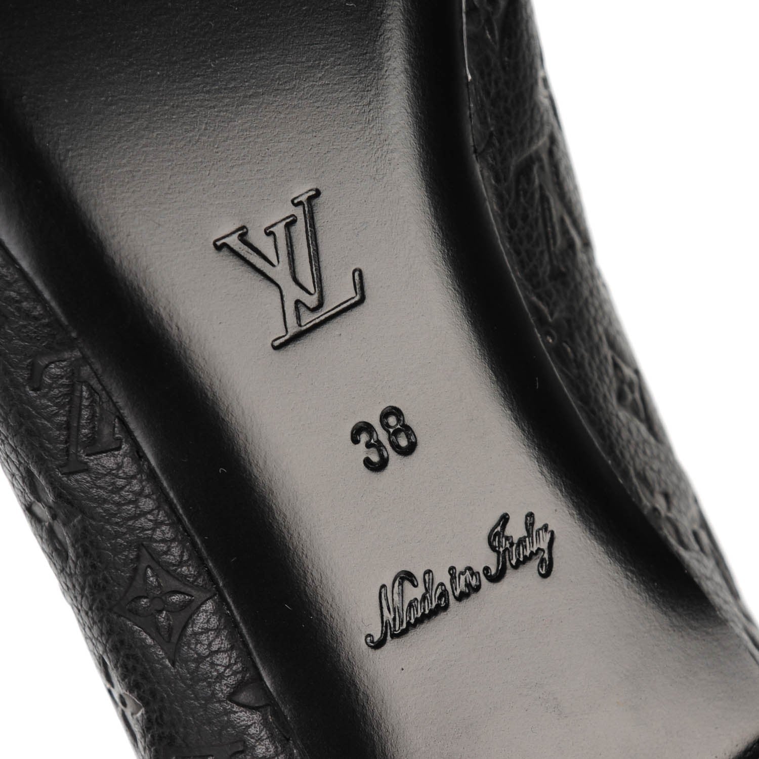 Louis Vuitton Calfskin Monogram Embossed Debbie Ballerina Flats 38 Black 6 of 7
