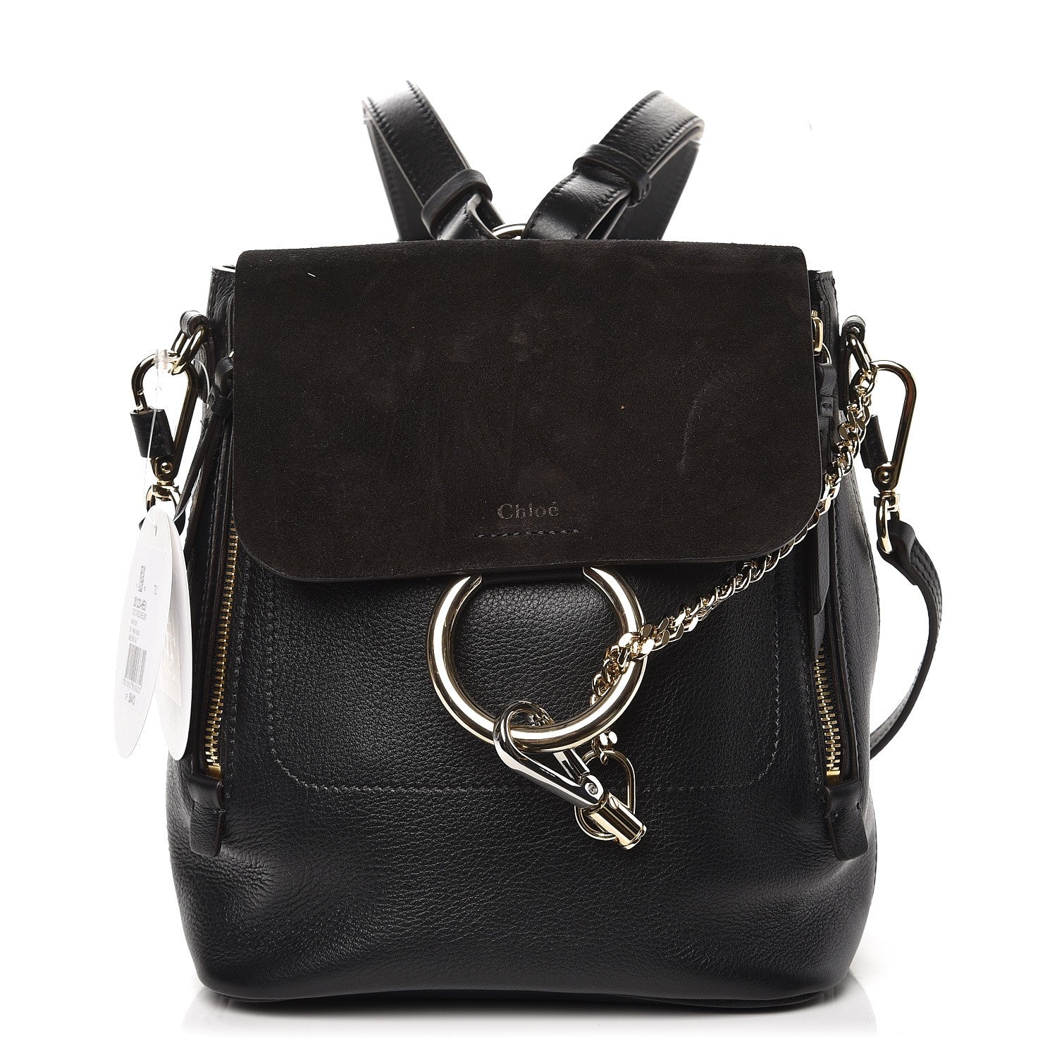 Chloe Suede Calfskin Small Faye Backpack Black 1 of 9