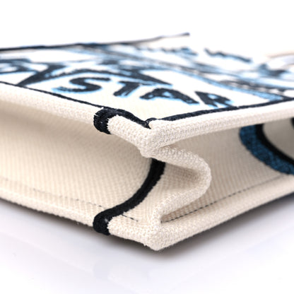 Christian Dior Canvas Embroidered Vertical Lucky Star Book Tote White Multicolor 9 of 9