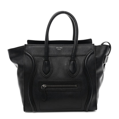 Celine Drummed Calfskin Micro Luggage Black 1 of 10