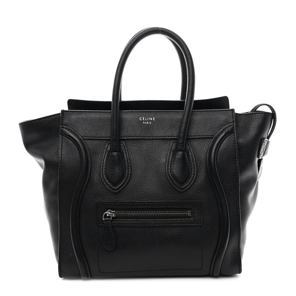 Celine Drummed Leather Micro Luggage Bag Black main image 0