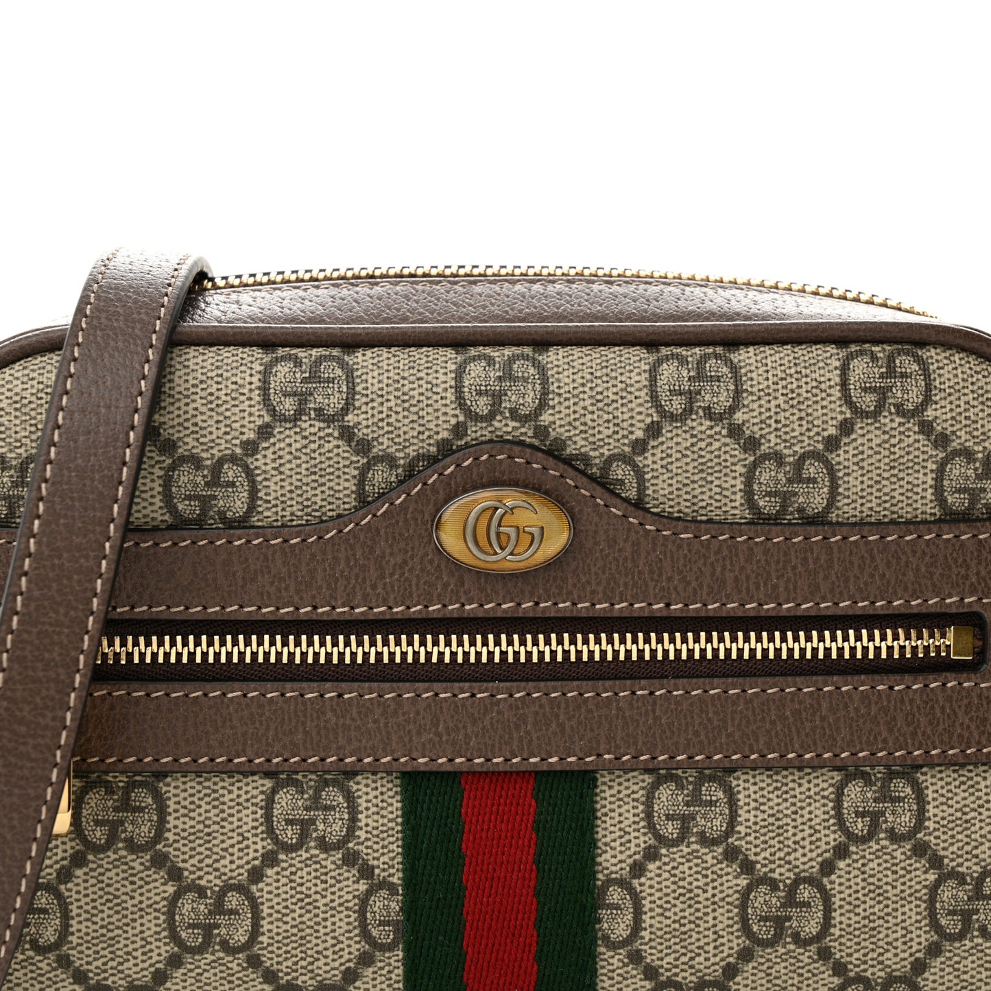 GG Supreme Monogram Web Mini Ophidia Shoulder Bag Brown